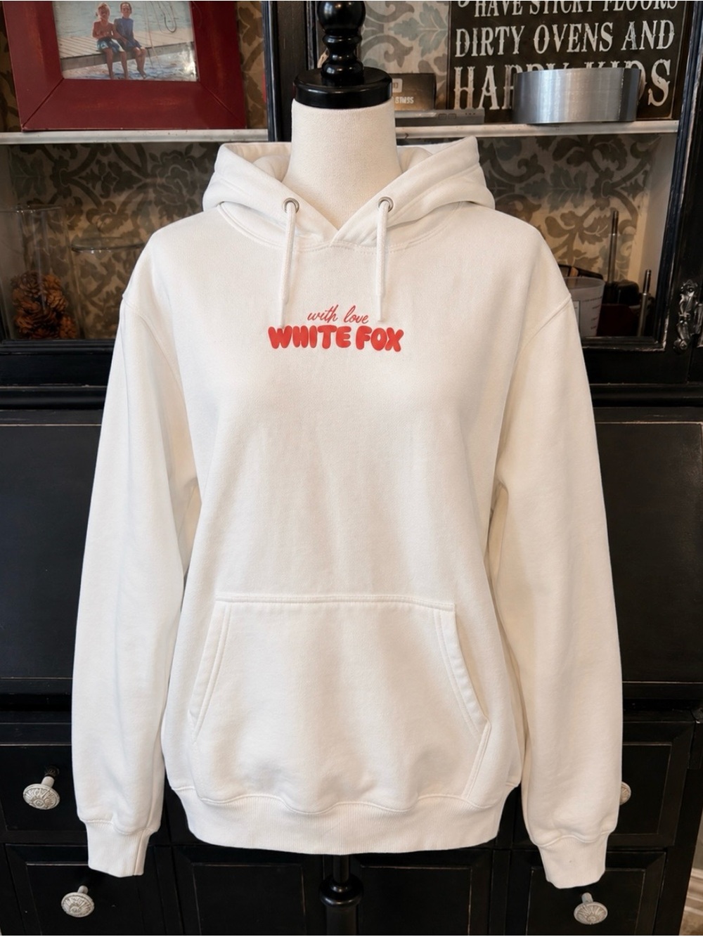 White Fox Boutique Women's White Hoodie with Red Logo